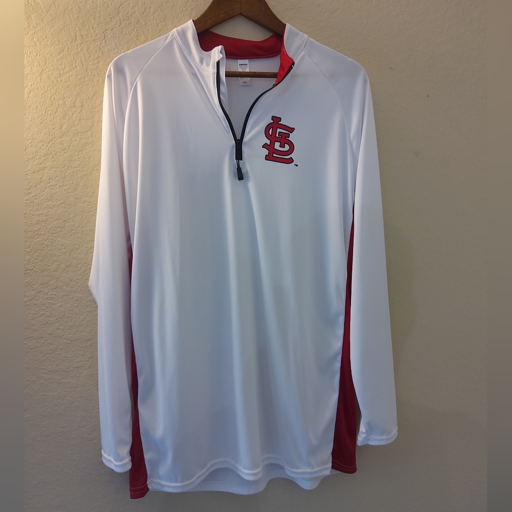 St. Louis Cardinals‎ 1/4 Zip Mens 2XL White Red Logo WSI Sports Made In The USA